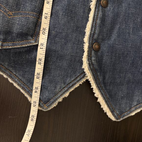 Vintage Levis Vest Mens Medium Denim Sherpa Lined Orange Tab Western Vtg 70s - Picture 15 of 16